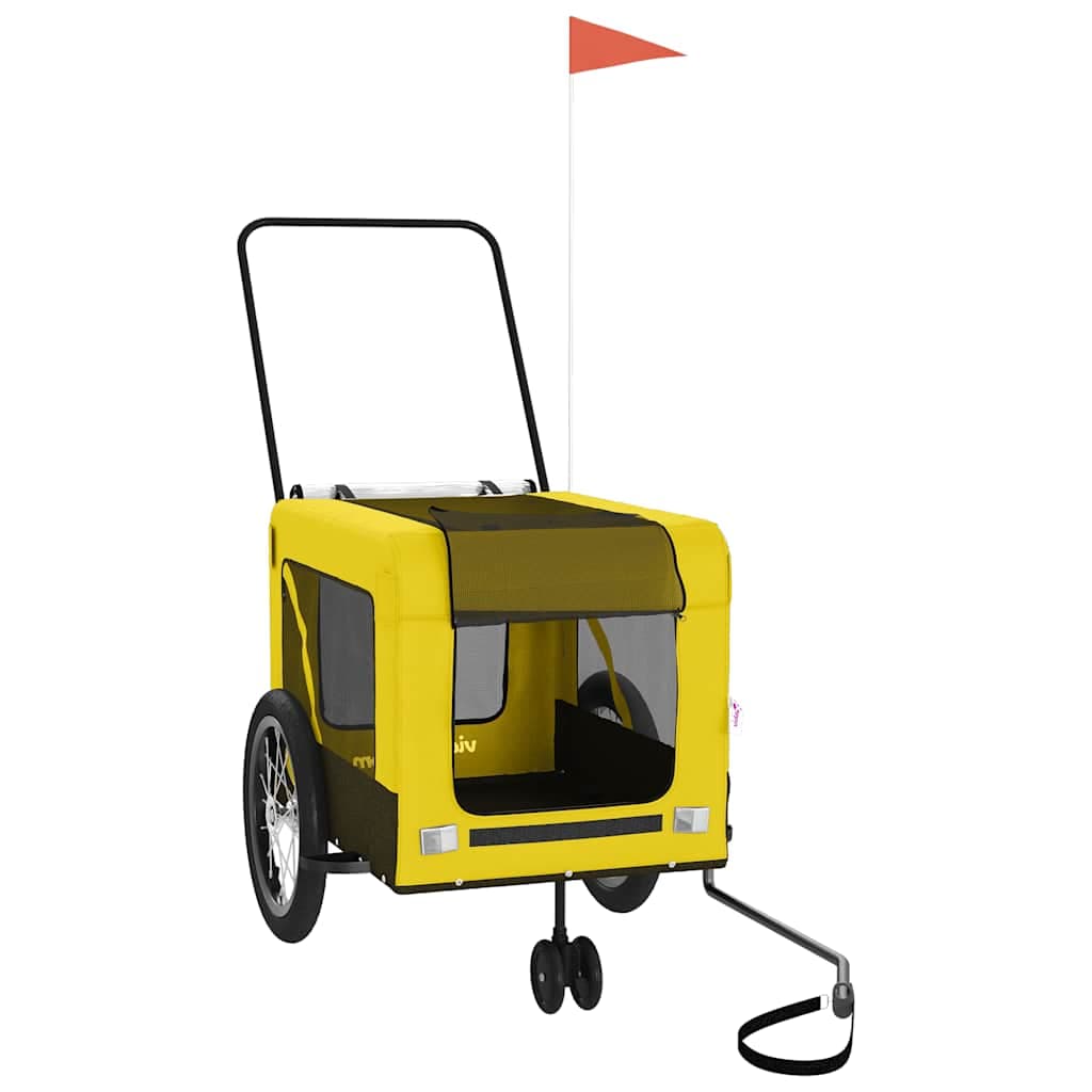 Rimorchio da Bici per Animali Giallo e Nero Oxford e Ferro — miniatura 3 di 12