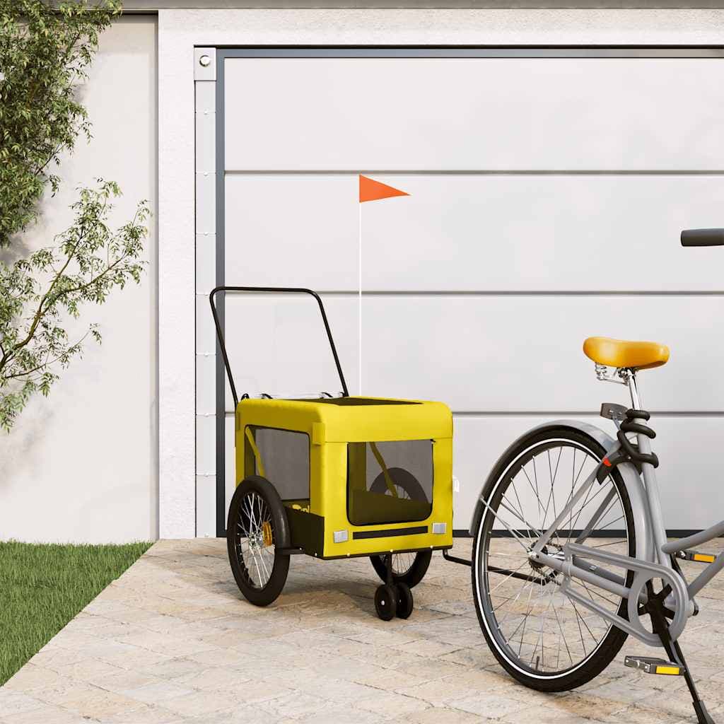 Rimorchio da Bici per Animali Giallo e Nero Oxford e Ferro — miniatura 1 di 12