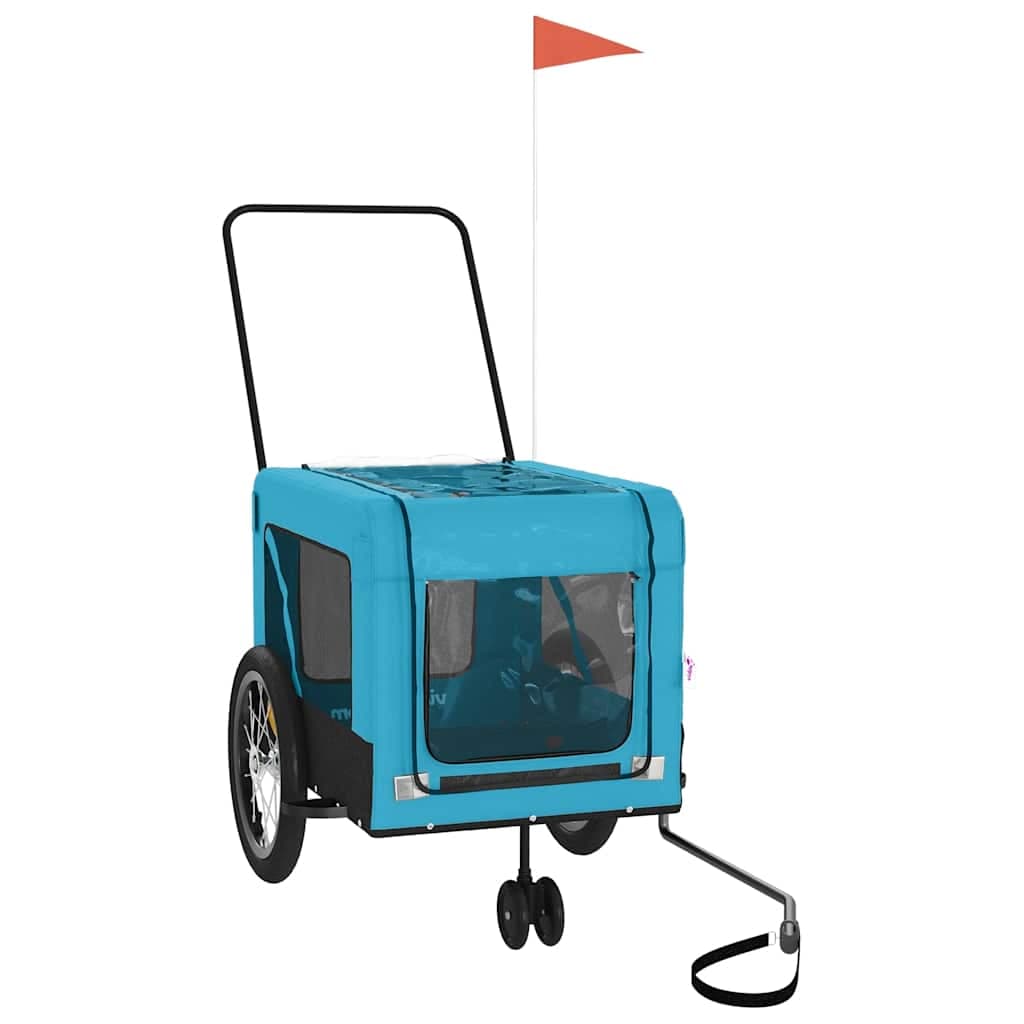 Rimorchio da Bici per Animali Blu e Nero Oxford e Ferro — miniatura 2 di 12