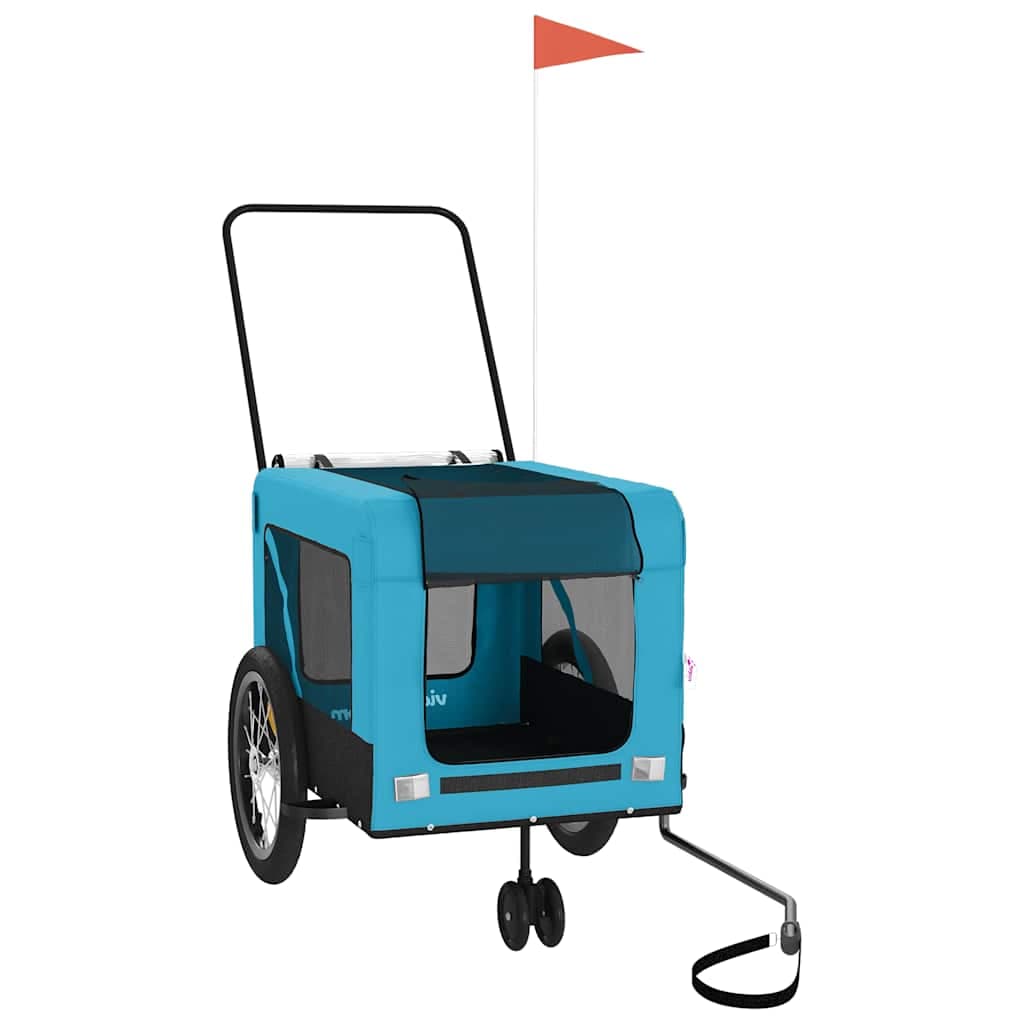 Rimorchio da Bici per Animali Blu e Nero Oxford e Ferro — miniatura 3 di 12