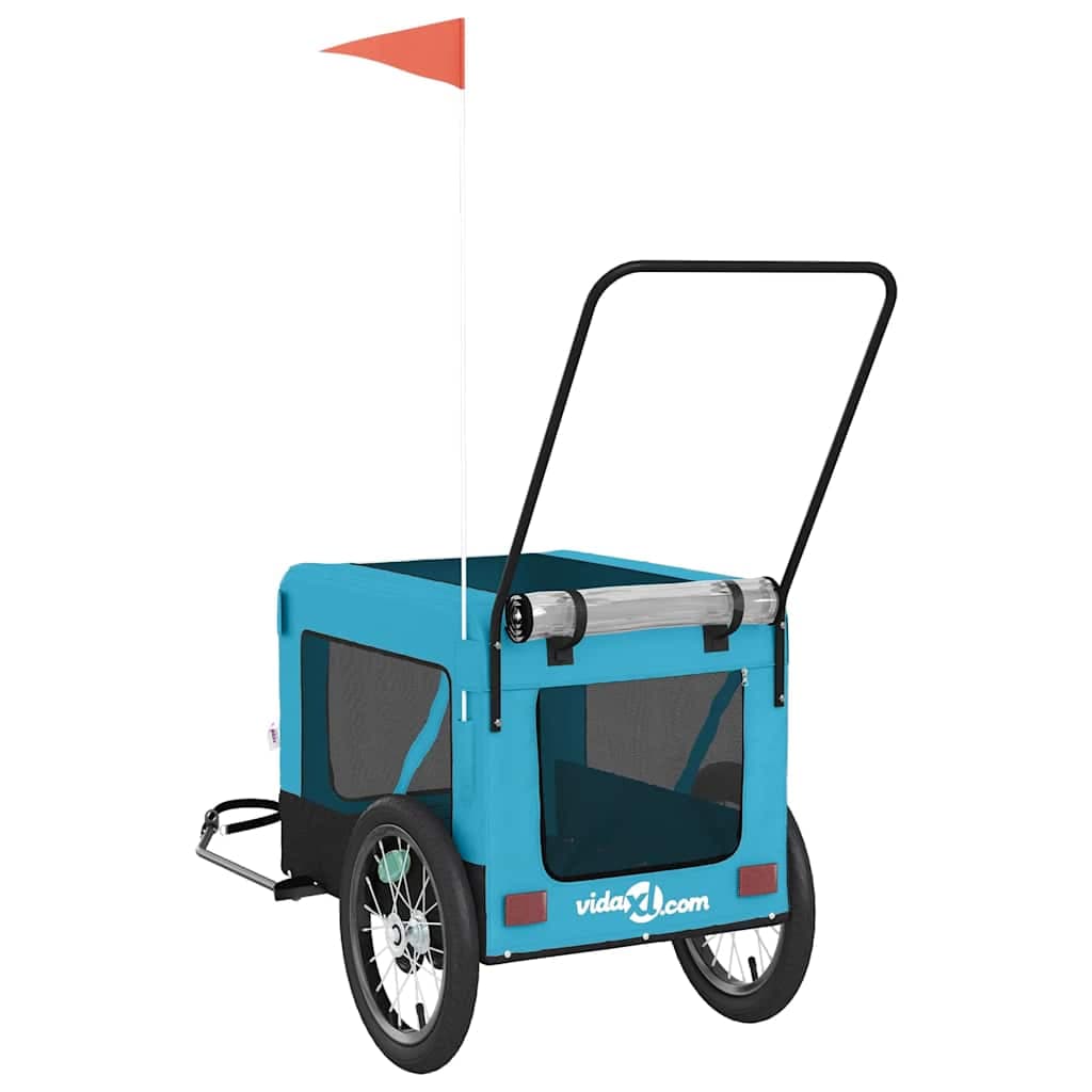 Rimorchio da Bici per Animali Blu e Nero Oxford e Ferro — miniatura 8 di 12