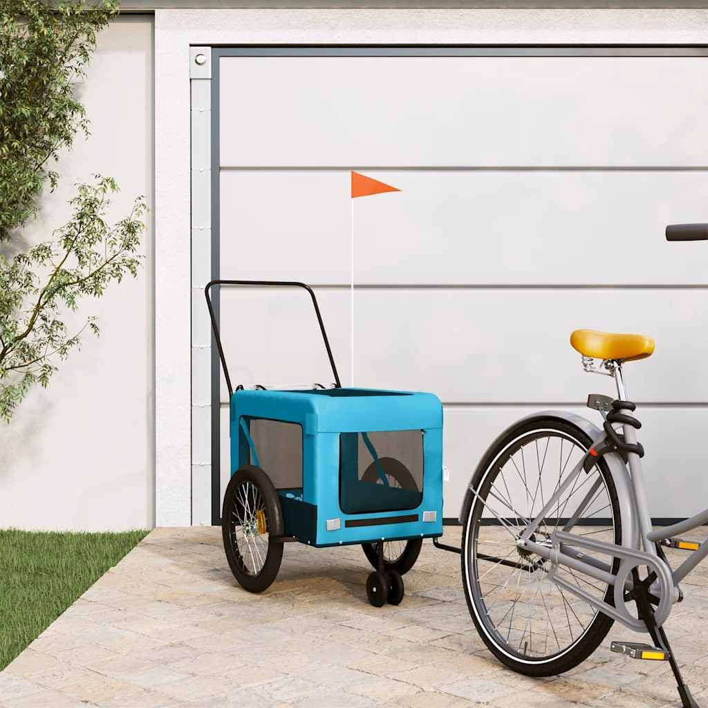 Rimorchio da Bici per Animali Blu e Nero Oxford e Ferro — miniatura 1 di 12