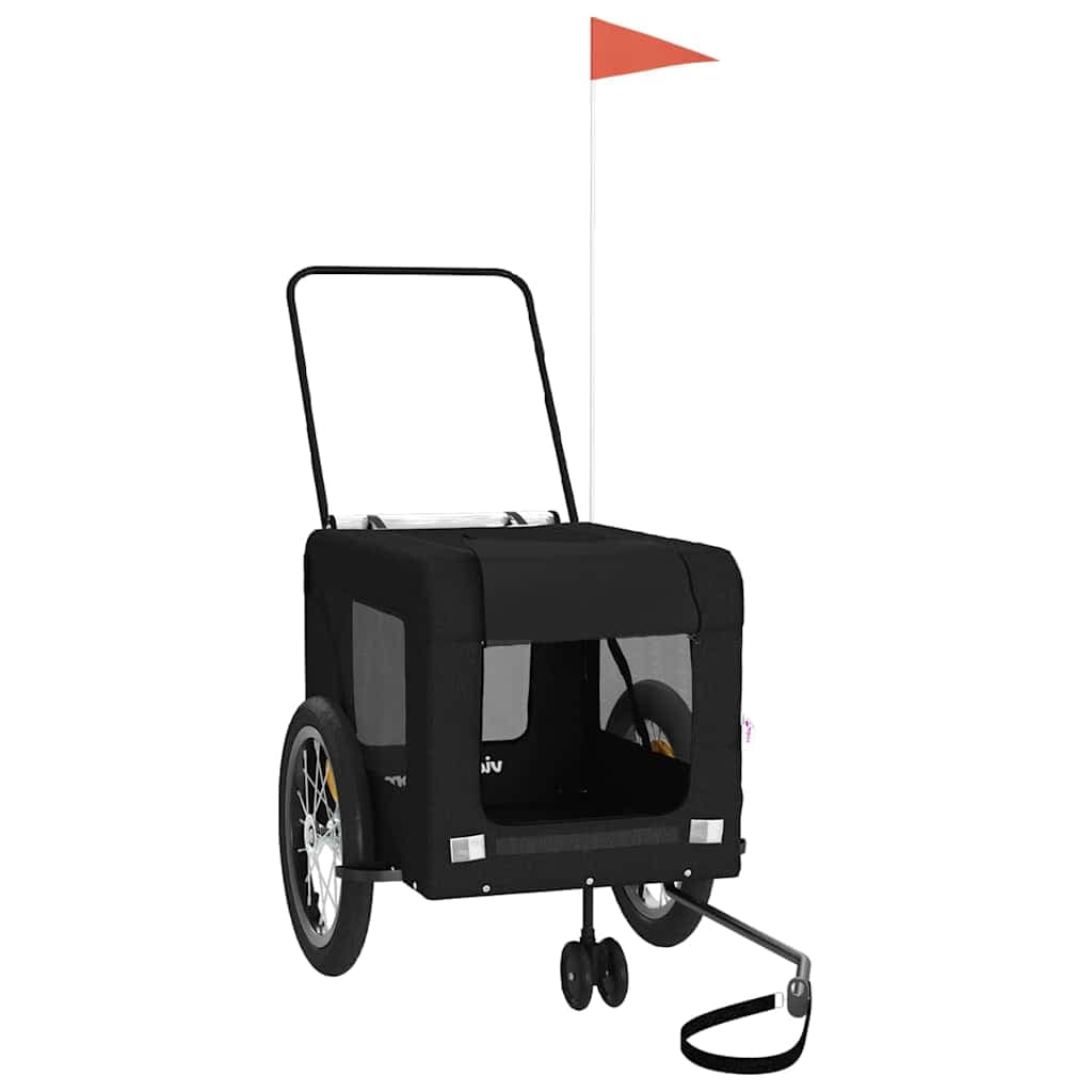 Rimorchio da Bici per Animali Nero Oxford e Ferro — miniatura 3 di 12