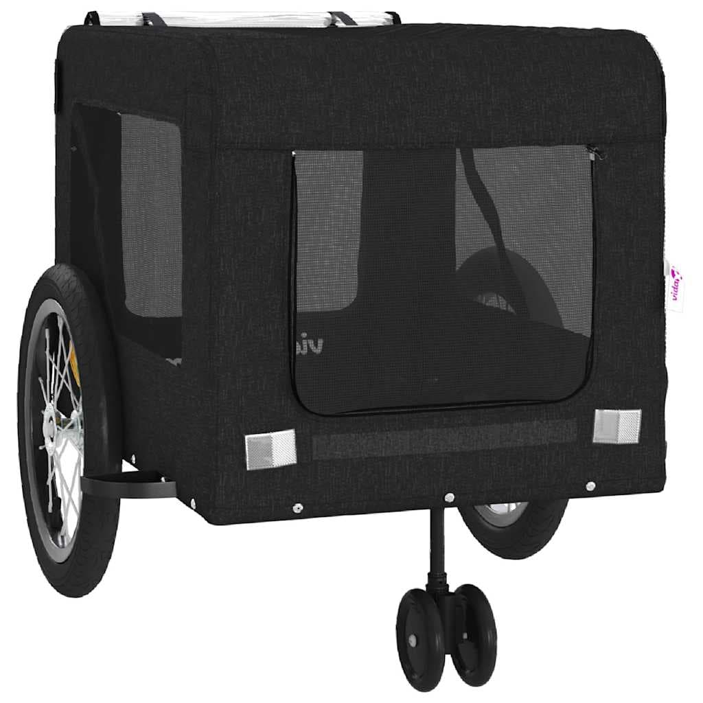 Rimorchio da Bici per Animali Nero Oxford e Ferro — miniatura 5 di 12