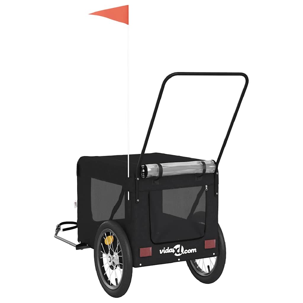 Rimorchio da Bici per Animali Nero Oxford e Ferro — miniatura 8 di 12