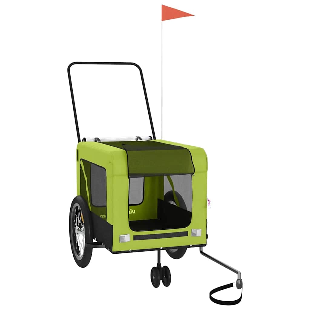 Rimorchio da Bici per Animali Verde e Nero Oxford e Ferro — miniatura 3 di 12