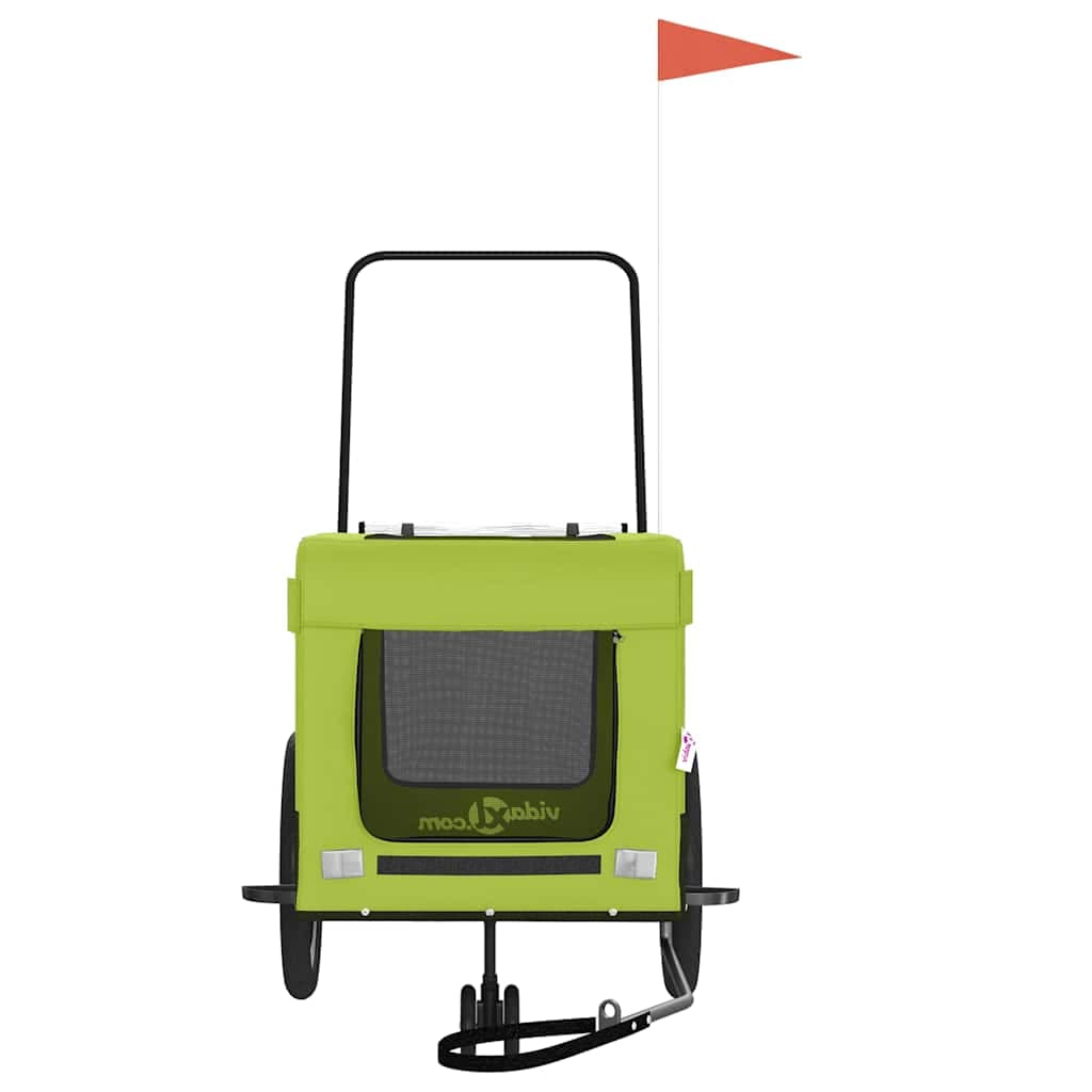Rimorchio da Bici per Animali Verde e Nero Oxford e Ferro — miniatura 4 di 12