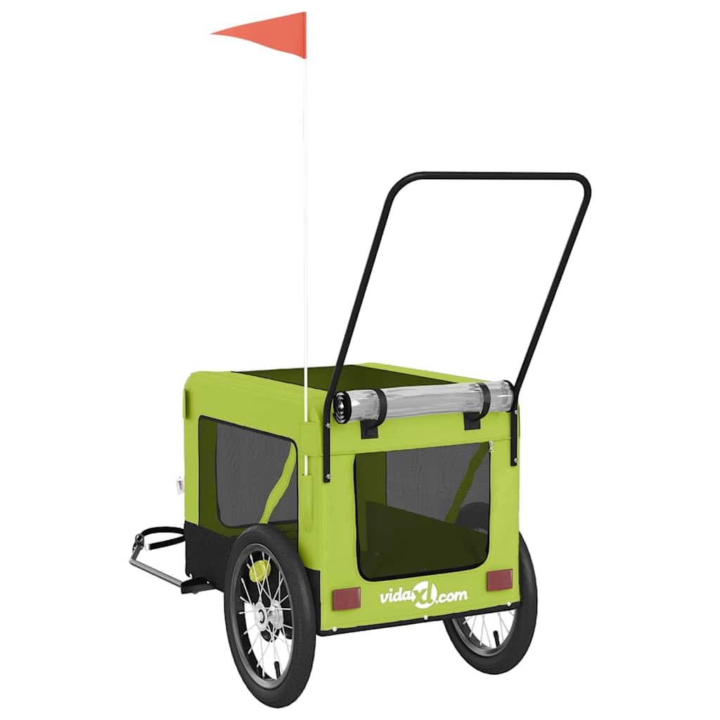 Rimorchio da Bici per Animali Verde e Nero Oxford e Ferro — miniatura 8 di 12
