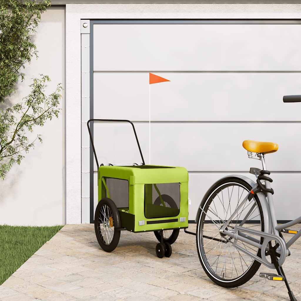 Rimorchio da Bici per Animali Verde e Nero Oxford e Ferro — miniatura 1 di 12