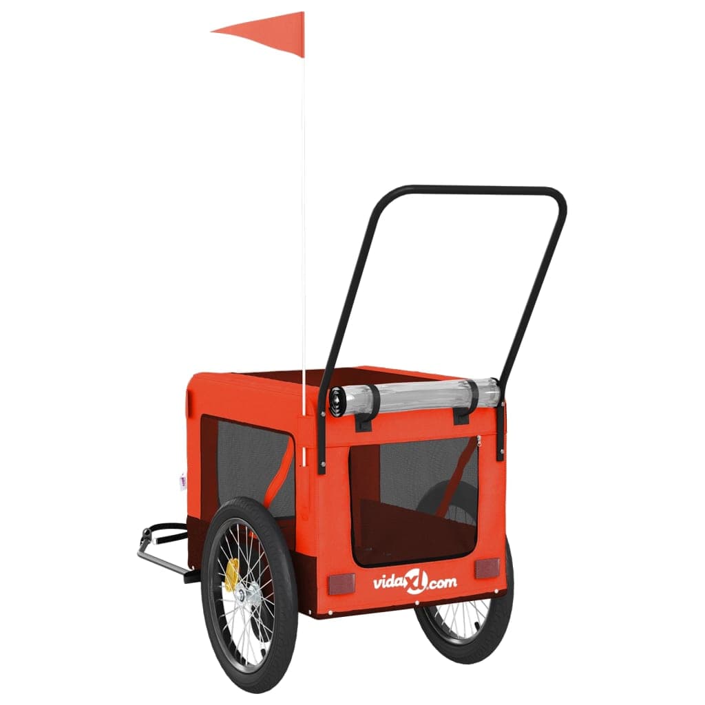 Rimorchio da Bici per Animali Arancione e Nero Oxford e Ferro — miniatura 8 di 12