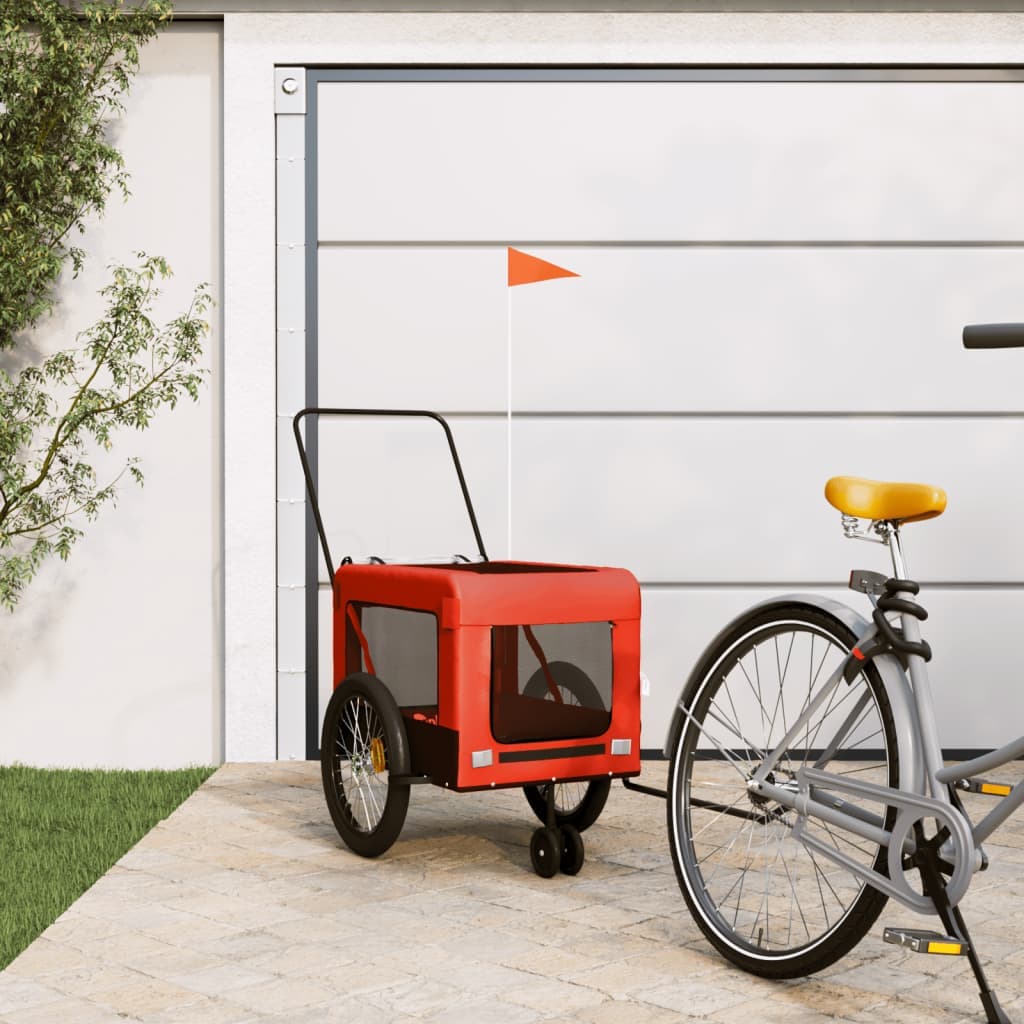 Rimorchio da Bici per Animali Arancione e Nero Oxford e Ferro — miniatura 1 di 12