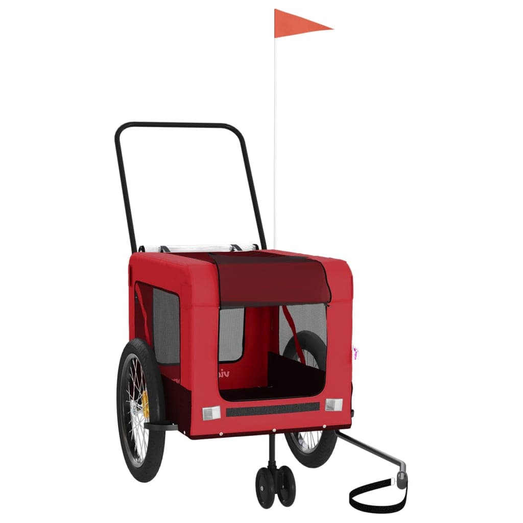 Rimorchio da Bici per Animali Rosso e Nero Oxford e Ferro — miniatura 2 di 12