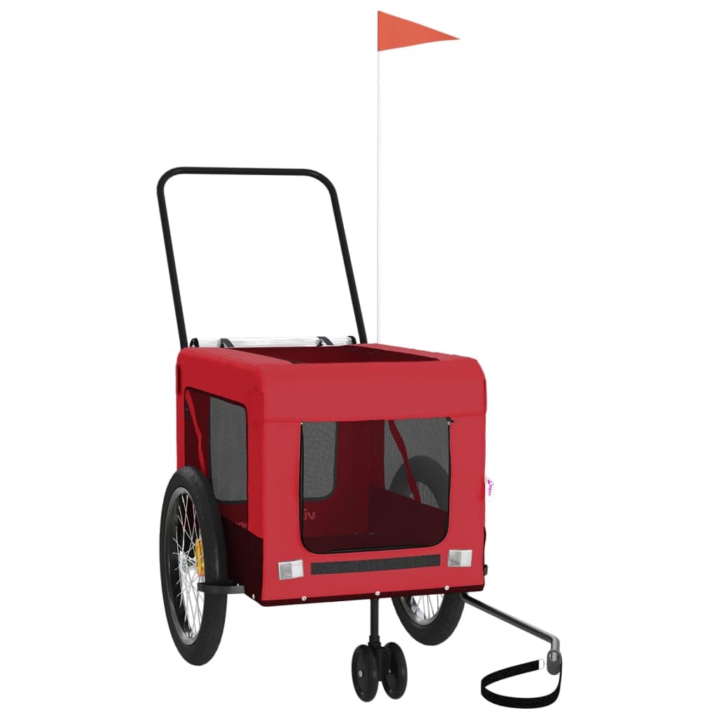 Rimorchio da Bici per Animali Rosso e Nero Oxford e Ferro — miniatura 4 di 12
