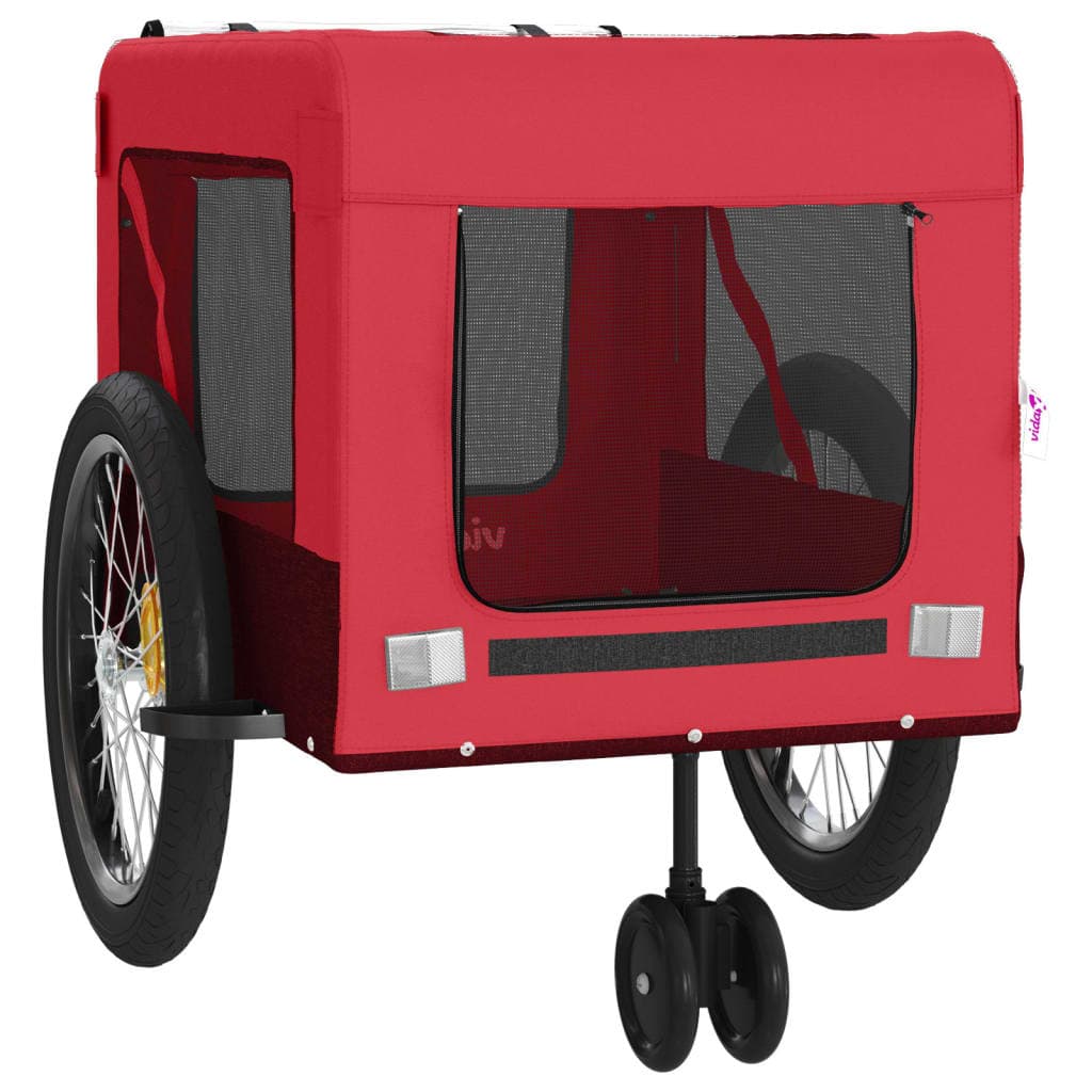 Rimorchio da Bici per Animali Rosso e Nero Oxford e Ferro — miniatura 5 di 12