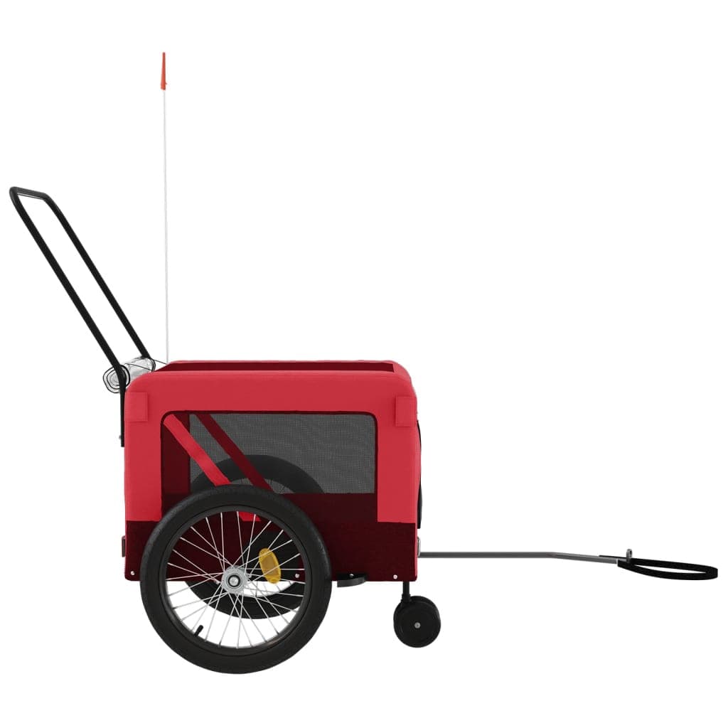 Rimorchio da Bici per Animali Rosso e Nero Oxford e Ferro — miniatura 6 di 12