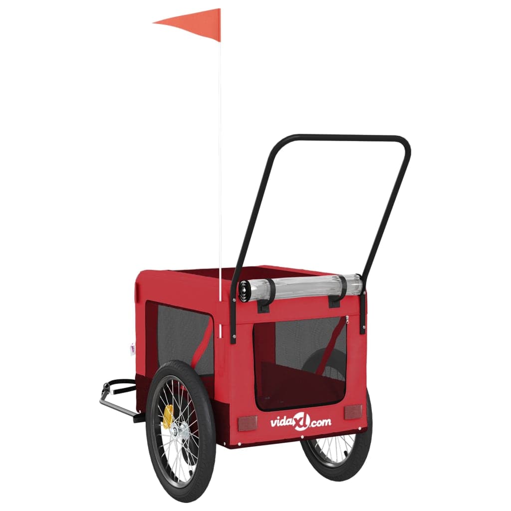 Rimorchio da Bici per Animali Rosso e Nero Oxford e Ferro — miniatura 8 di 12