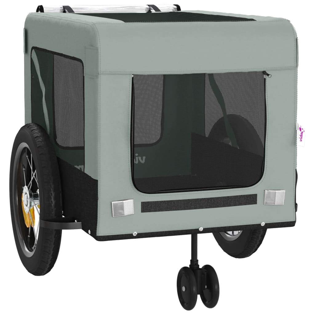 Rimorchio da Bici per Animali Grigio e Nero Oxford e Ferro — miniatura 5 di 12