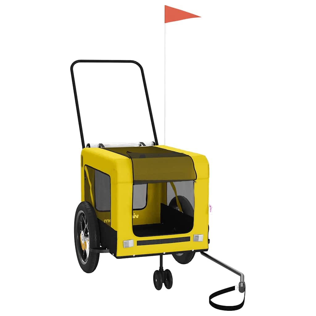 Rimorchio da Bici per Animali Giallo e Nero Oxford e Ferro — miniatura 2 di 12