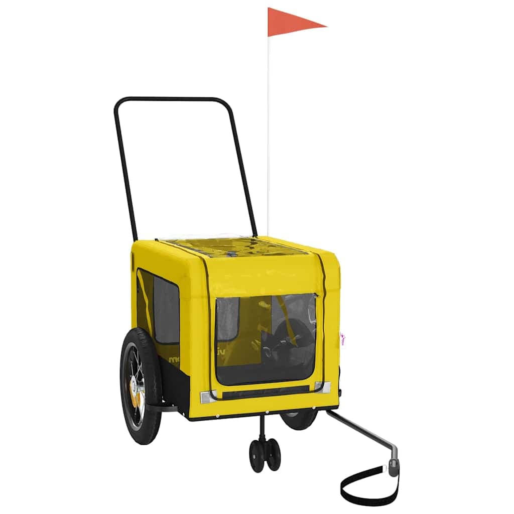 Rimorchio da Bici per Animali Giallo e Nero Oxford e Ferro — miniatura 3 di 12
