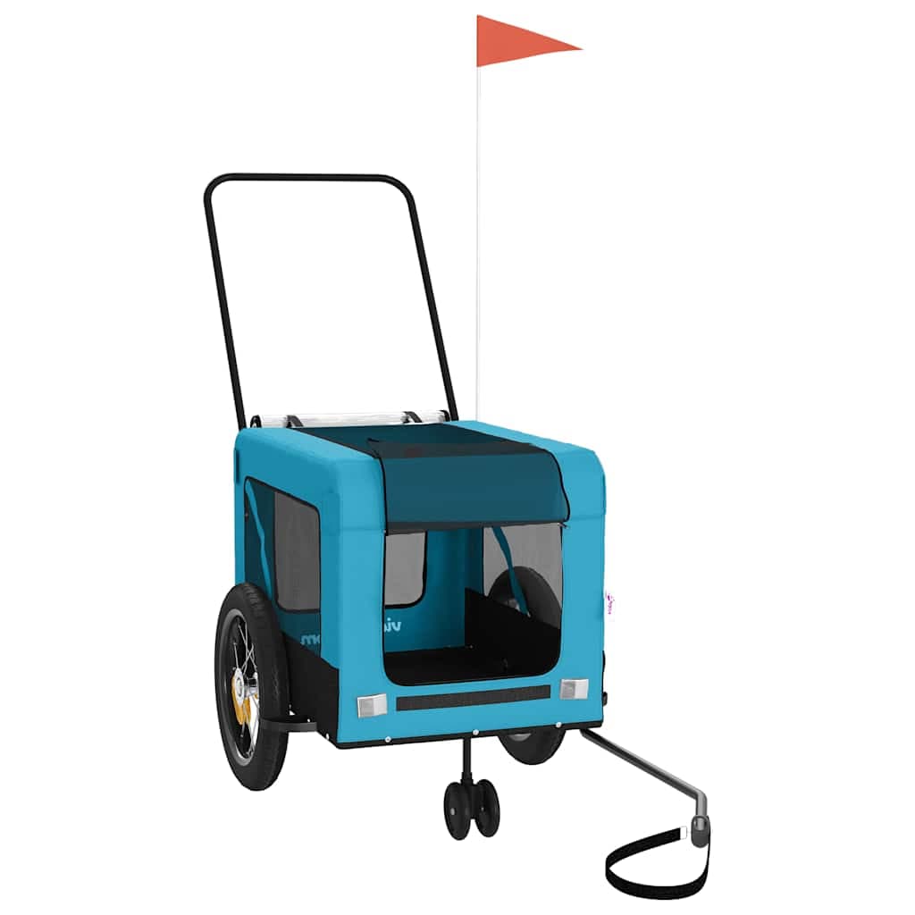Rimorchio da Bici per Animali Blu e Nero Oxford e Ferro — miniatura 2 di 12