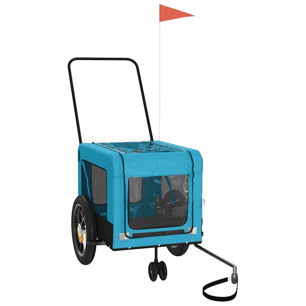 Rimorchio da Bici per Animali Blu e Nero Oxford e Ferro — miniatura 3 di 12
