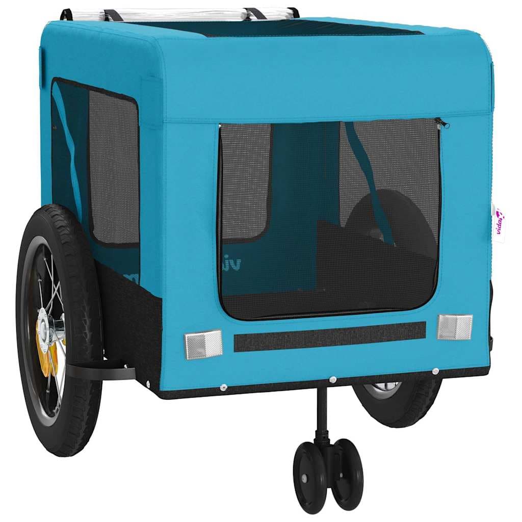 Rimorchio da Bici per Animali Blu e Nero Oxford e Ferro — miniatura 5 di 12