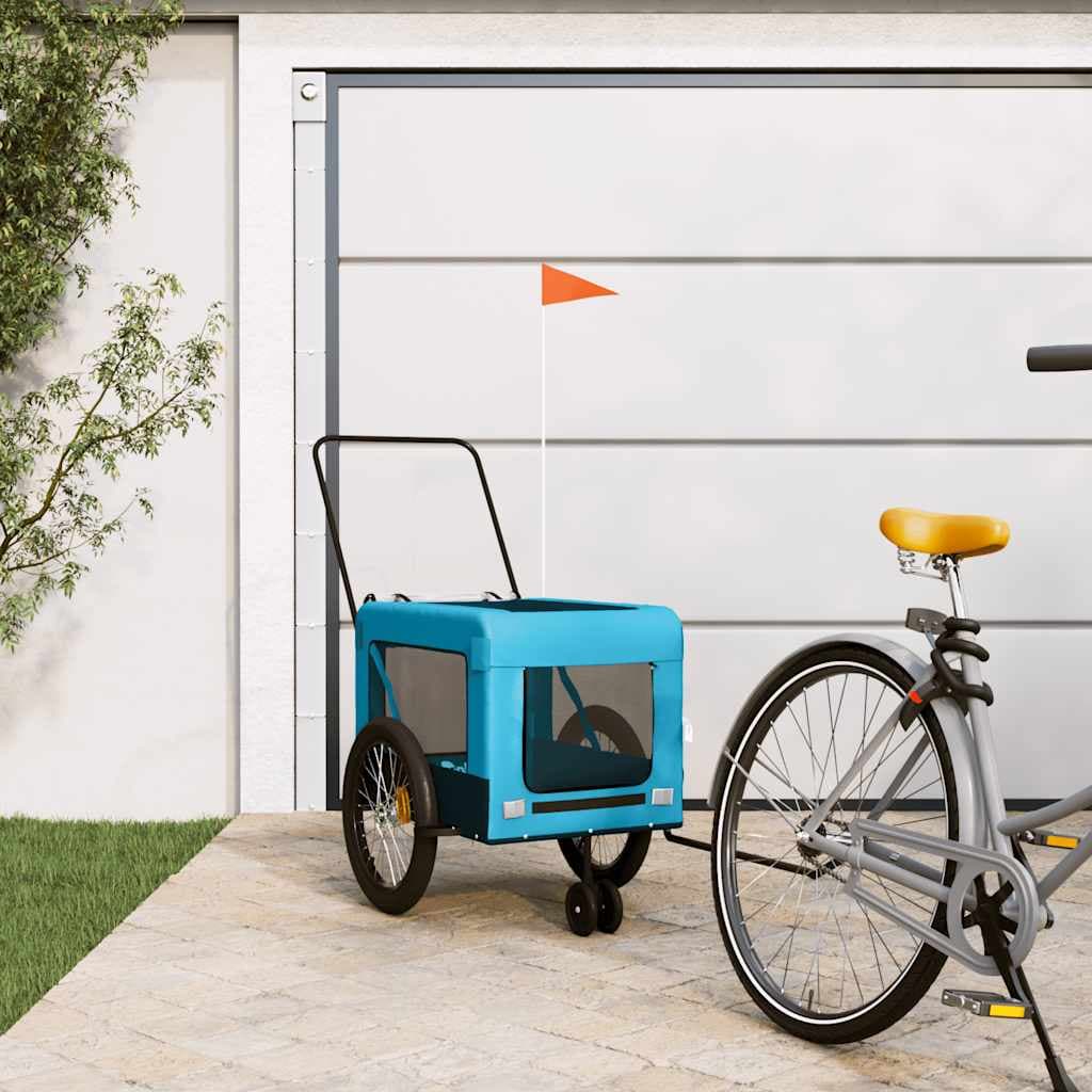 Rimorchio da Bici per Animali Blu e Nero Oxford e Ferro — miniatura 1 di 12