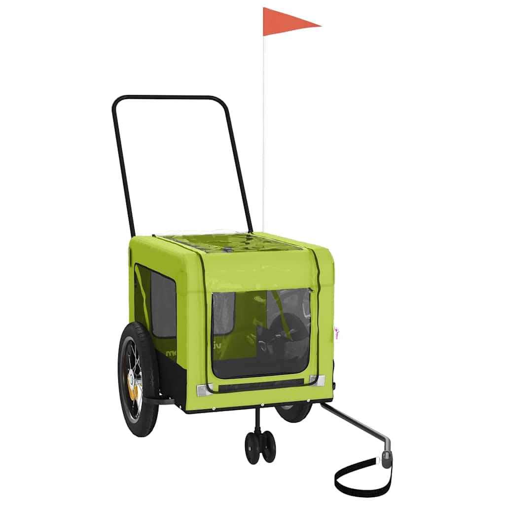 Rimorchio da Bici per Animali Verde e Nero Oxford e Ferro — miniatura 3 di 12