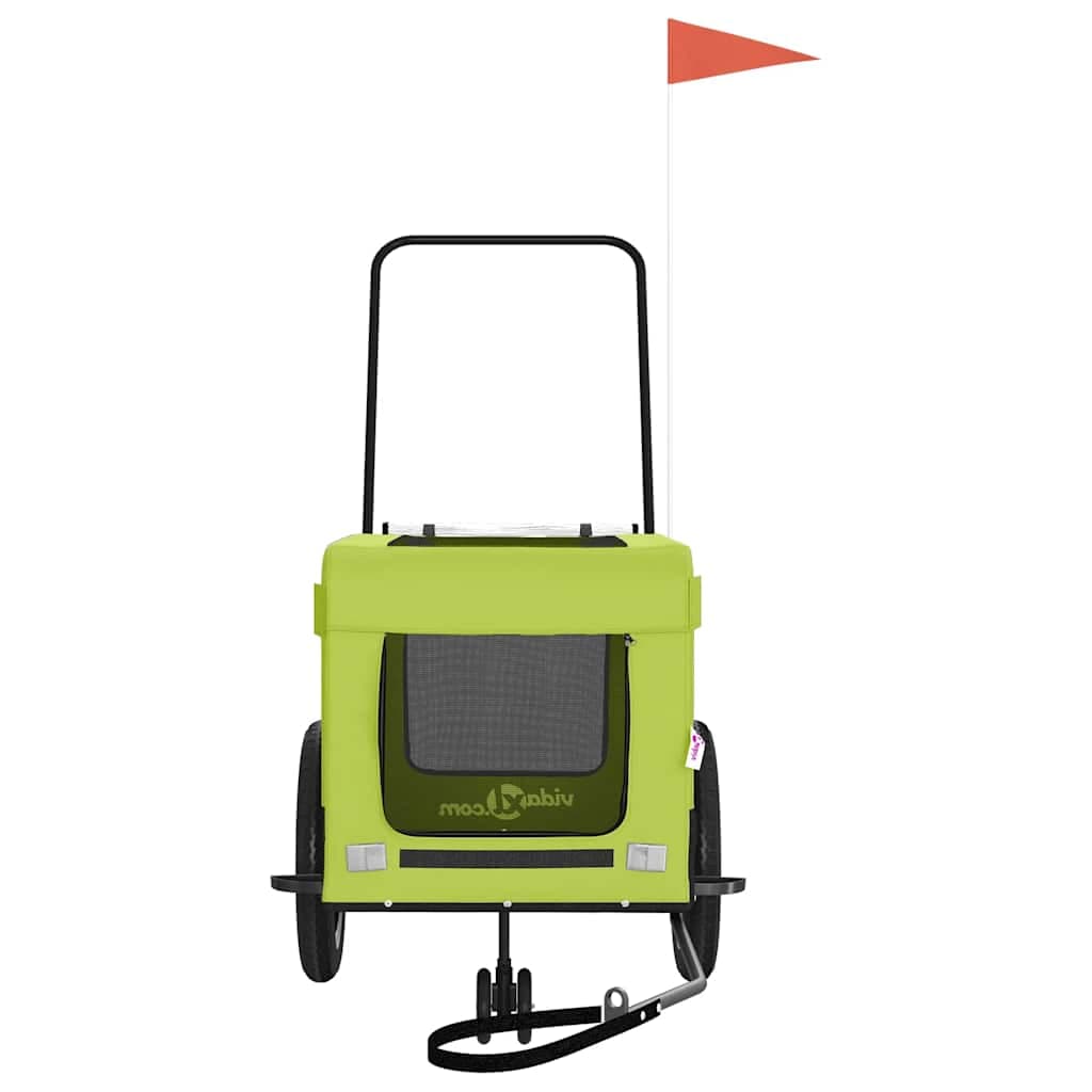 Rimorchio da Bici per Animali Verde e Nero Oxford e Ferro — miniatura 4 di 12
