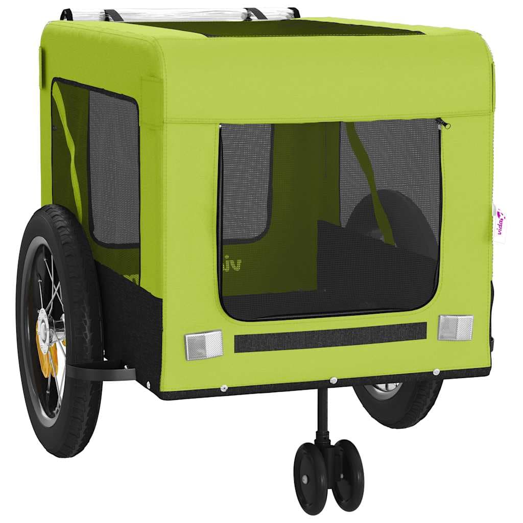 Rimorchio da Bici per Animali Verde e Nero Oxford e Ferro — miniatura 5 di 12