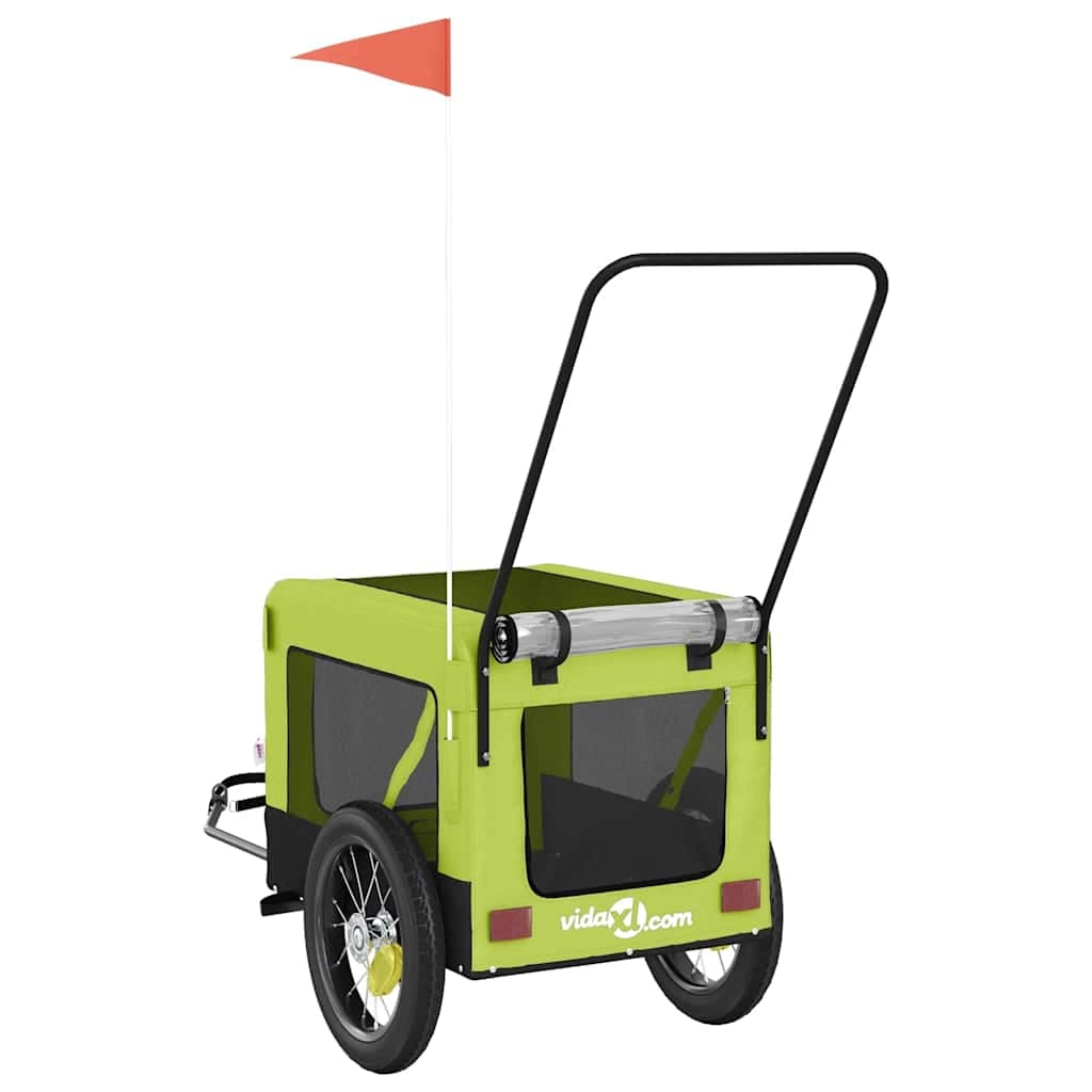 Rimorchio da Bici per Animali Verde e Nero Oxford e Ferro — miniatura 8 di 12