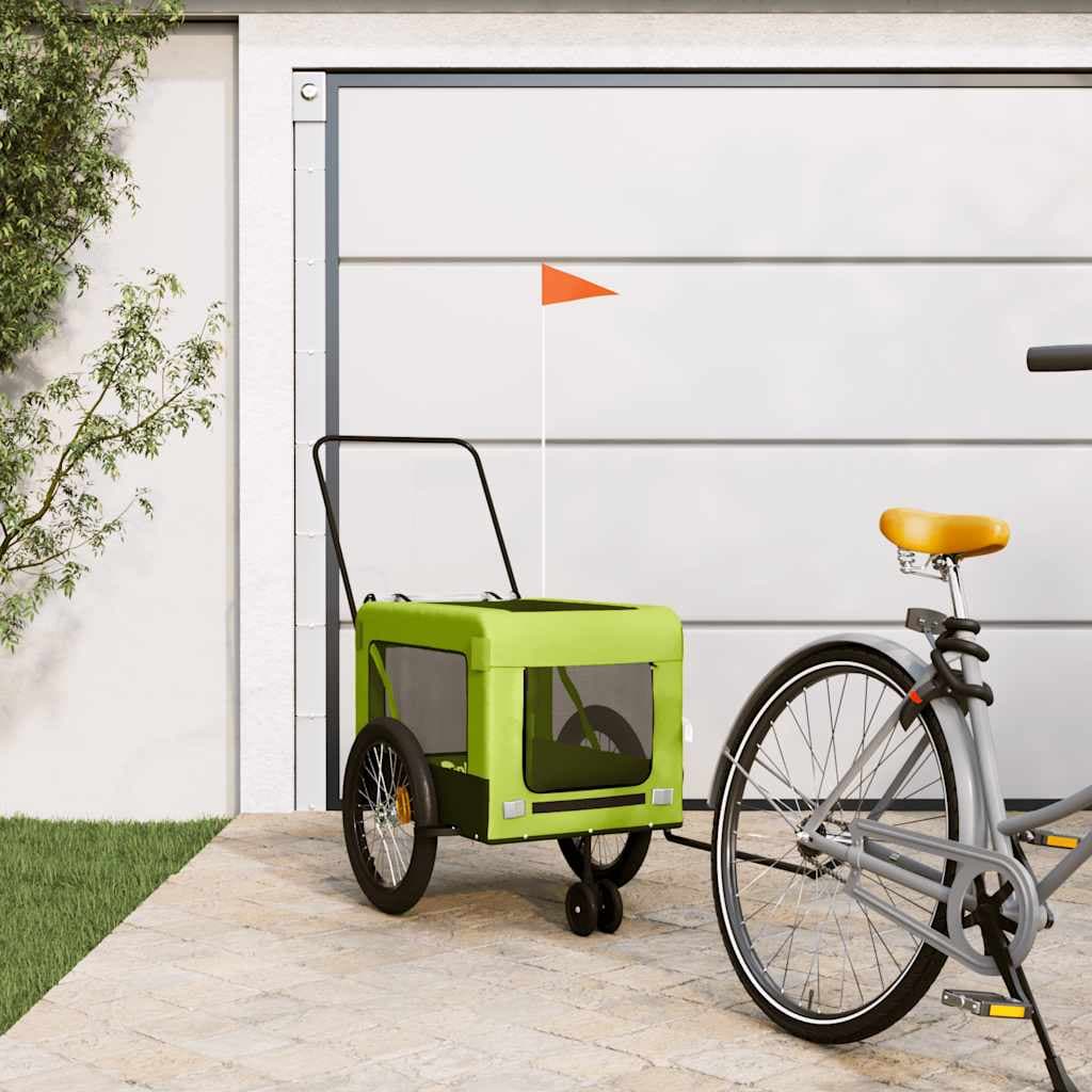 Rimorchio da Bici per Animali Verde e Nero Oxford e Ferro — miniatura 1 di 12