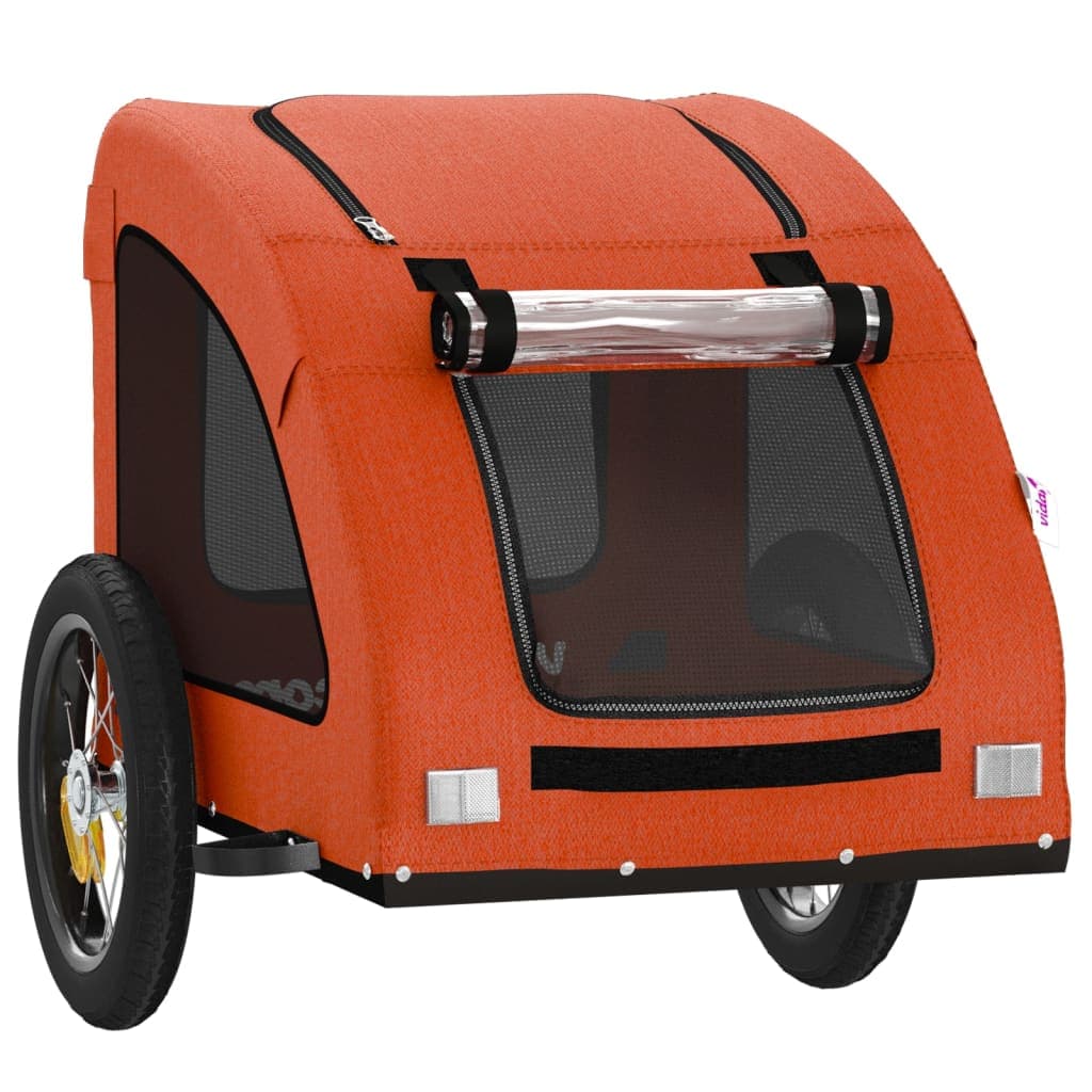 Rimorchio da Bici per Animali Arancione e Grigio Oxford e Ferro — miniatura 4 di 12
