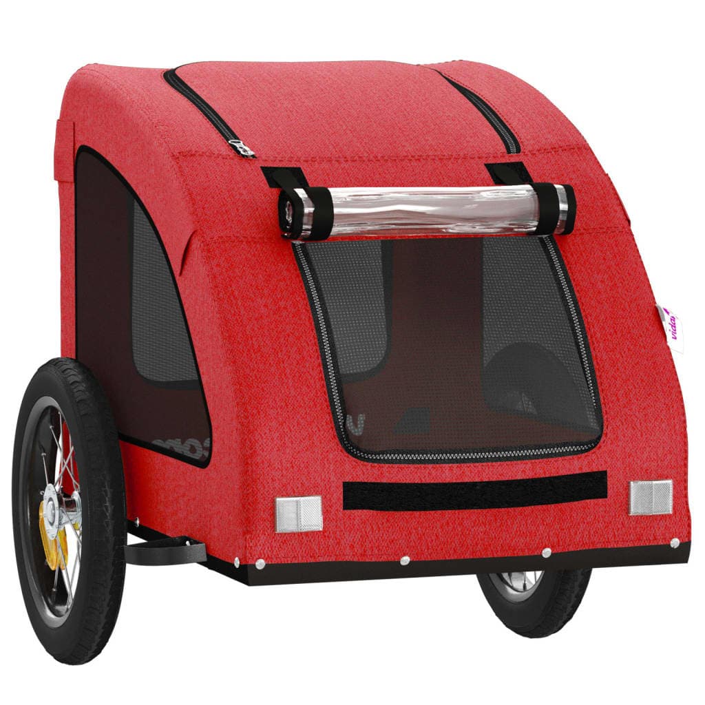 Rimorchio da Bici per Animali Rosso Oxford e Ferro — miniatura 4 di 12