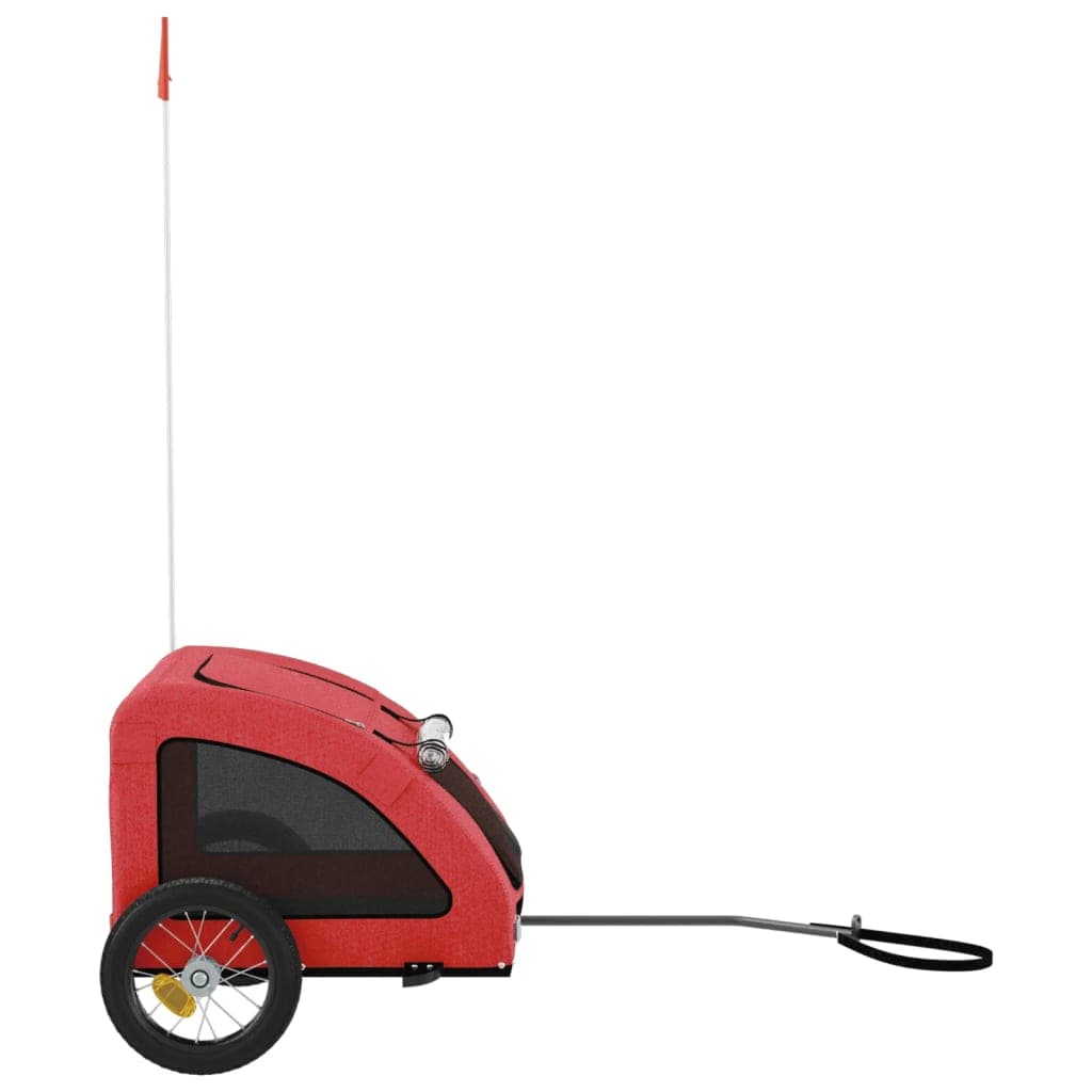 Rimorchio da Bici per Animali Rosso Oxford e Ferro — miniatura 5 di 12