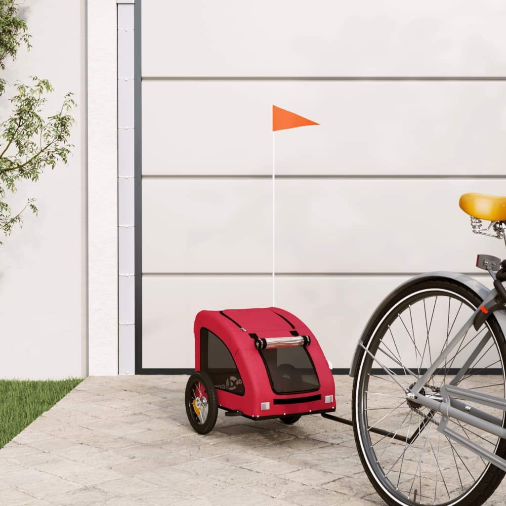 Rimorchio da Bici per Animali Rosso Oxford e Ferro — miniatura 1 di 12