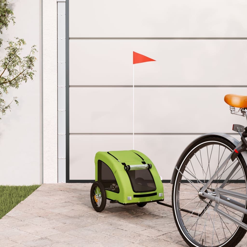 Rimorchio da Bici per Animali Verde Oxford e Ferro — miniatura 1 di 12