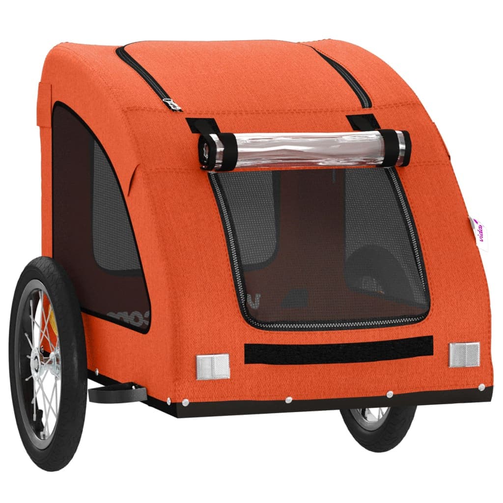 Rimorchio da Bici per Animali Arancione e Grigio Oxford e Ferro — miniatura 4 di 12