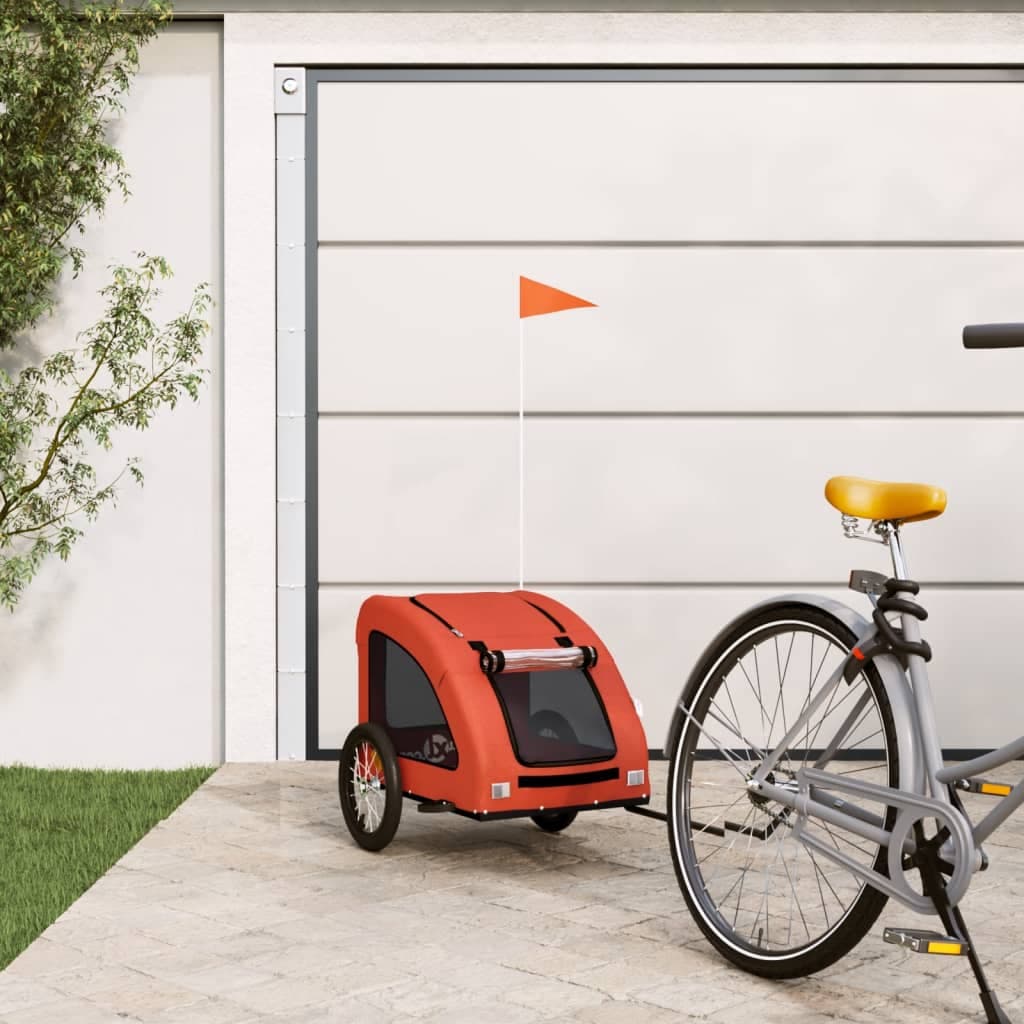 Rimorchio da Bici per Animali Arancione e Grigio Oxford e Ferro — miniatura 1 di 12
