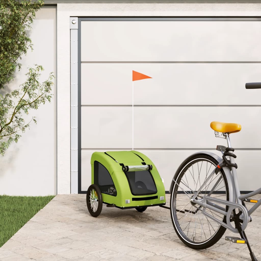 Rimorchio da Bici per Animali Verde Oxford e Ferro — miniatura 1 di 12