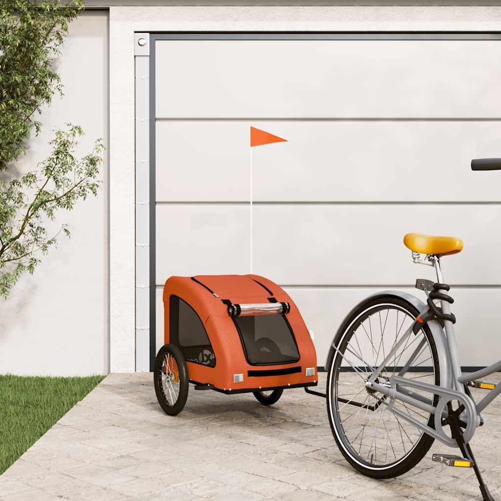 Rimorchio da Bici per Animali Arancione e Grigio Oxford e Ferro — miniatura 1 di 12
