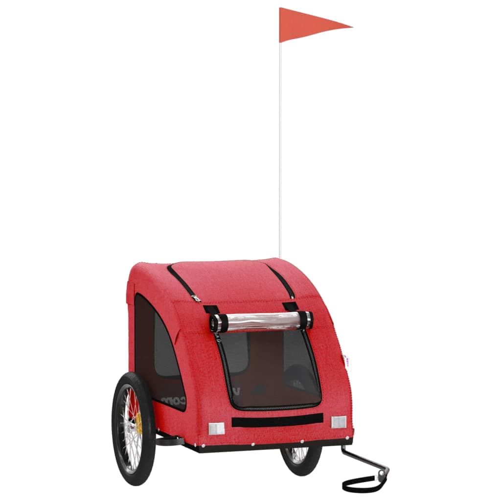 Rimorchio da Bici per Animali Rosso Oxford e Ferro — miniatura 2 di 12