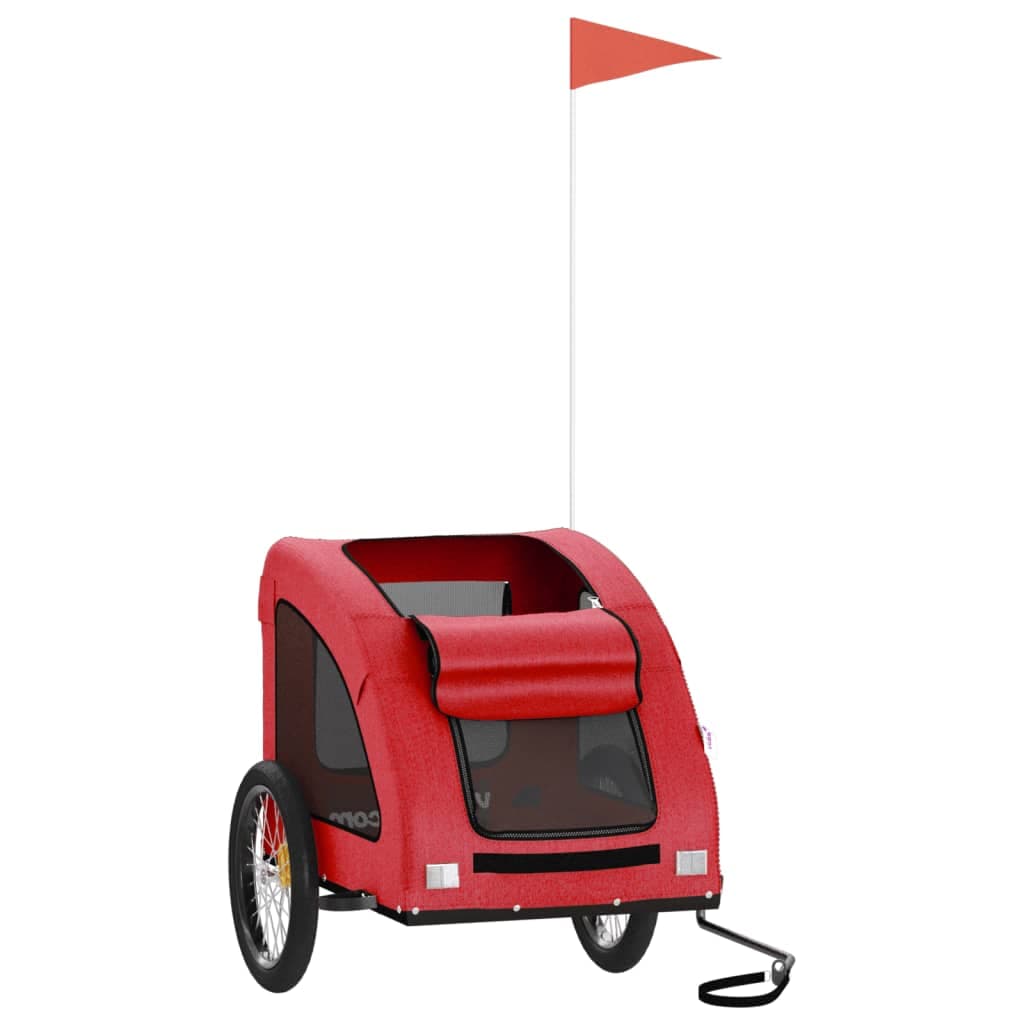 Rimorchio da Bici per Animali Rosso Oxford e Ferro — miniatura 3 di 12