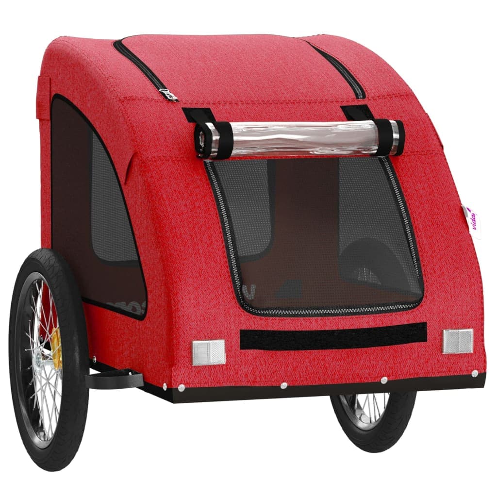 Rimorchio da Bici per Animali Rosso Oxford e Ferro — miniatura 4 di 12