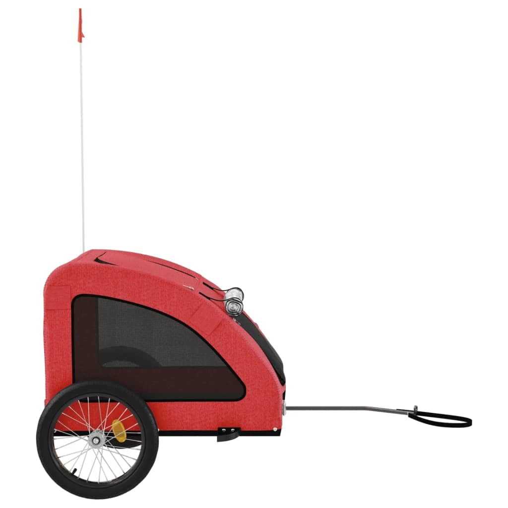 Rimorchio da Bici per Animali Rosso Oxford e Ferro — miniatura 5 di 12