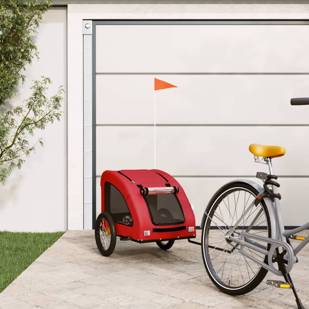Rimorchio da Bici per Animali Rosso Oxford e Ferro — miniatura 1 di 12