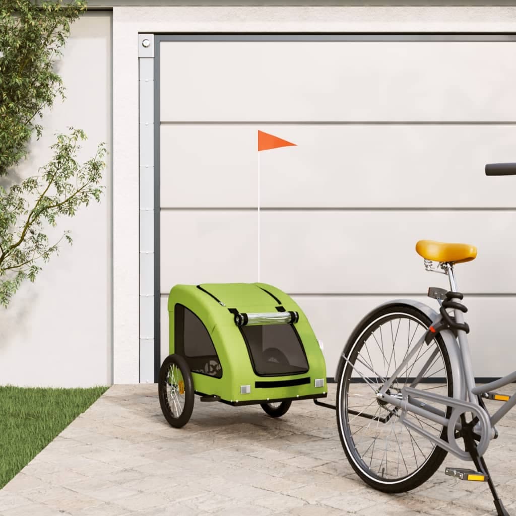 Rimorchio da Bici per Animali Verde Oxford e Ferro — miniatura 1 di 12