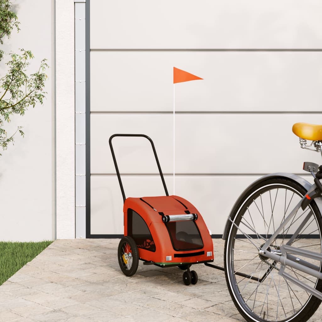 Rimorchio da Bici per Animali Arancione e Grigio Oxford e Ferro — miniatura 1 di 12