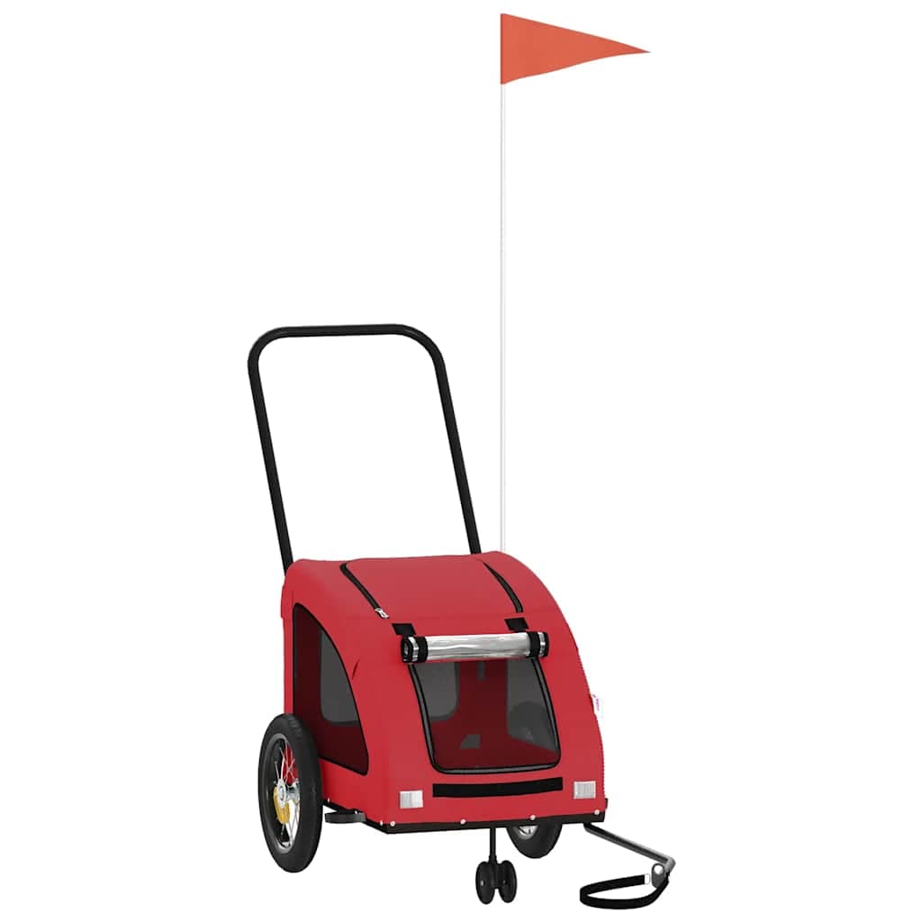 Rimorchio da Bici per Animali Rosso Oxford e Ferro — miniatura 2 di 12