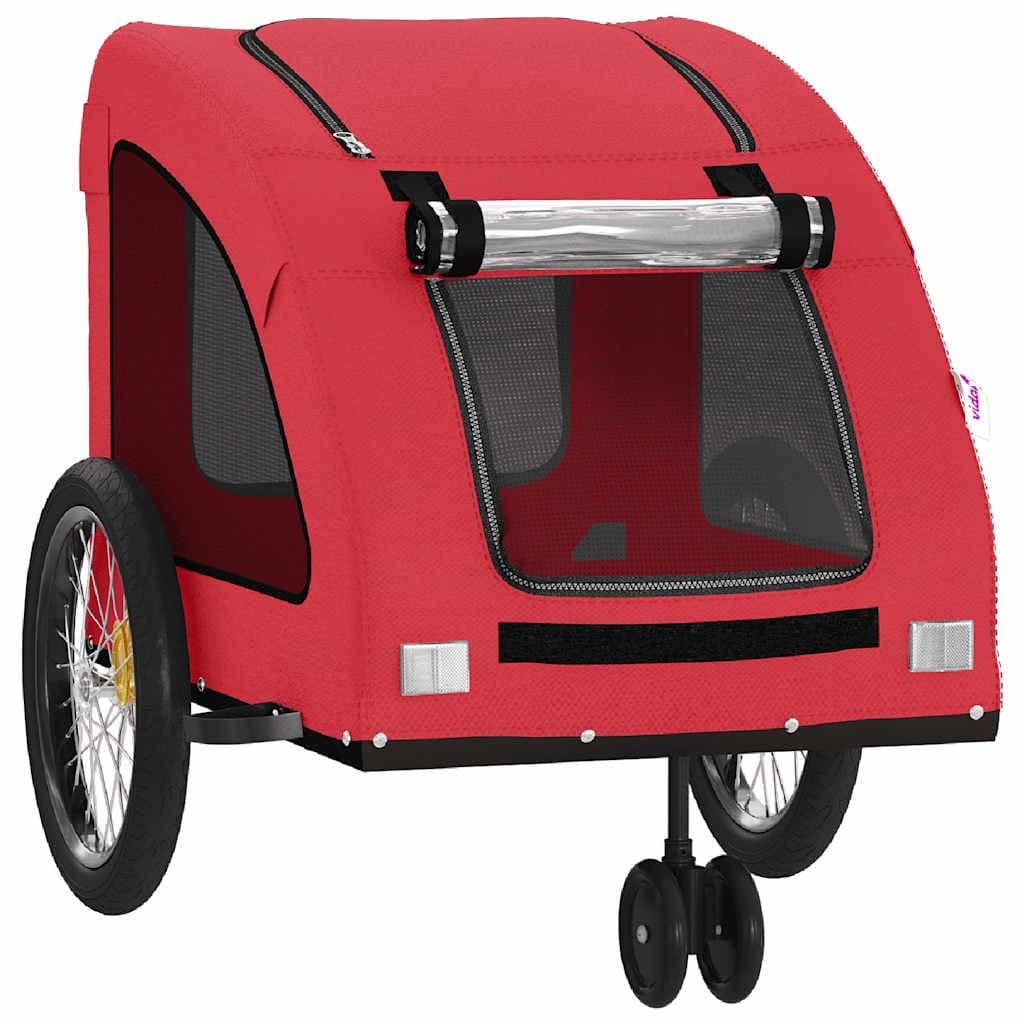 Rimorchio da Bici per Animali Rosso Oxford e Ferro — miniatura 4 di 12